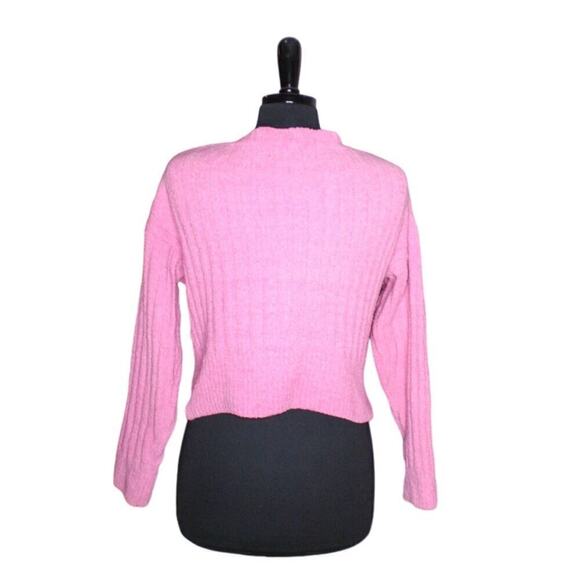 Almost Famous Cardigan Sweater Deep V Neck Pink Short Size M - Picture 3 of 5